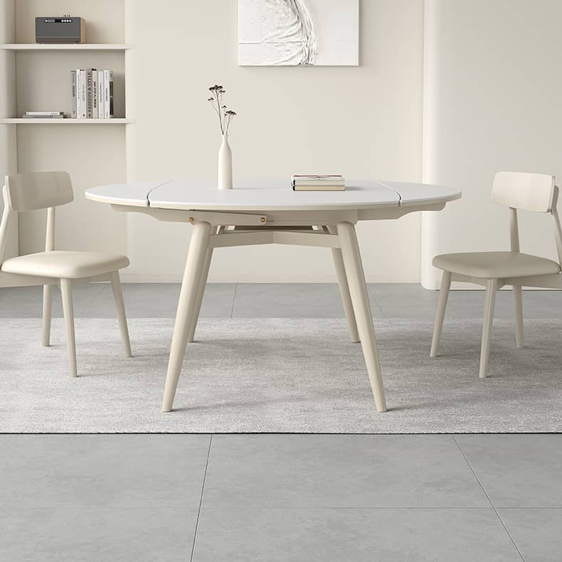 White Sintered Stone Table with Oak Wood Multi-Layer Board for Stylish Home Decor hagst-559