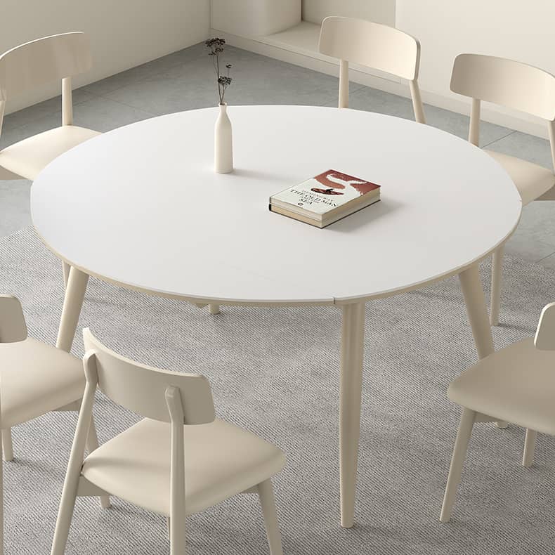 White Sintered Stone Table with Oak Wood Multi-Layer Board for Stylish Home Decor hagst-559