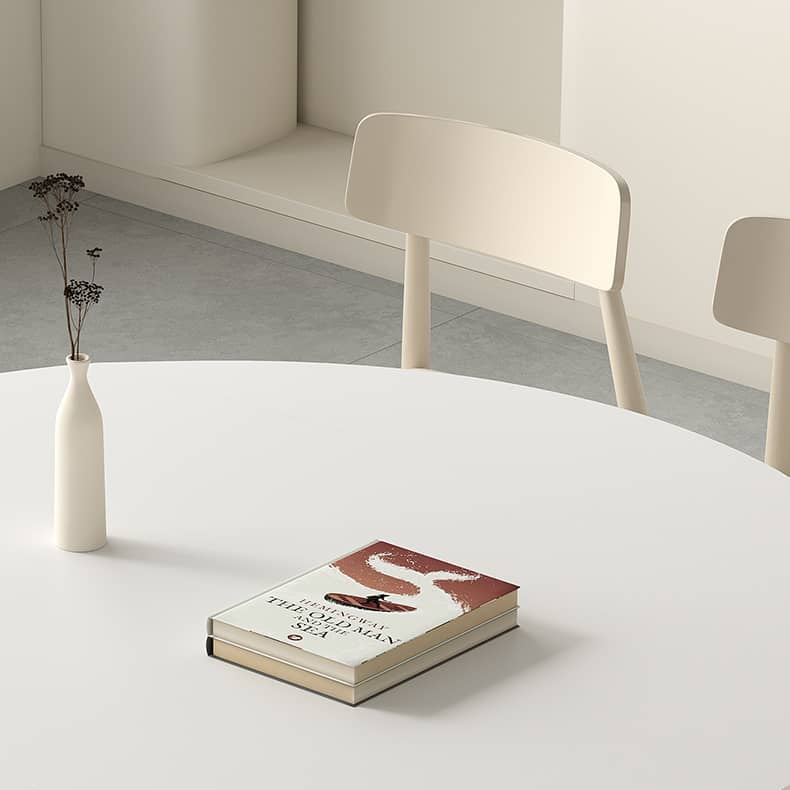 White Sintered Stone Table with Oak Wood Multi-Layer Board for Stylish Home Decor hagst-559