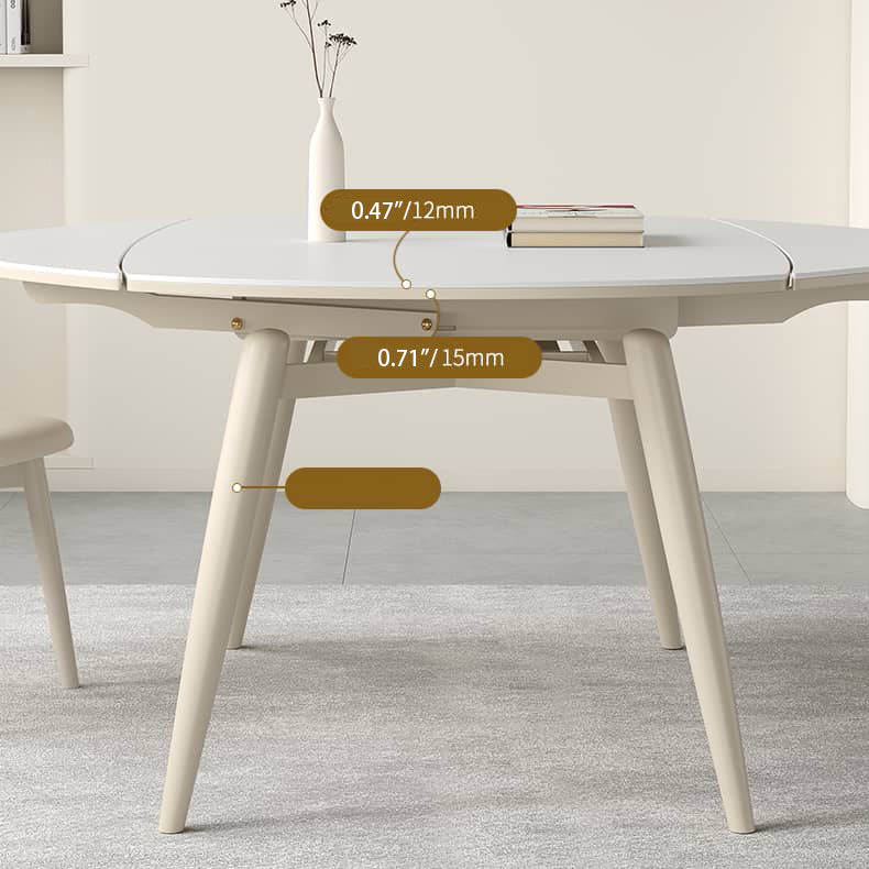 White Sintered Stone Table with Oak Wood Multi-Layer Board for Stylish Home Decor hagst-559