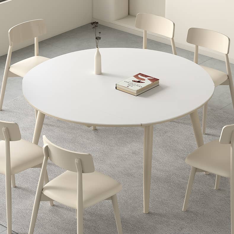 White Sintered Stone Table with Oak Wood Multi-Layer Board for Stylish Home Decor hagst-559