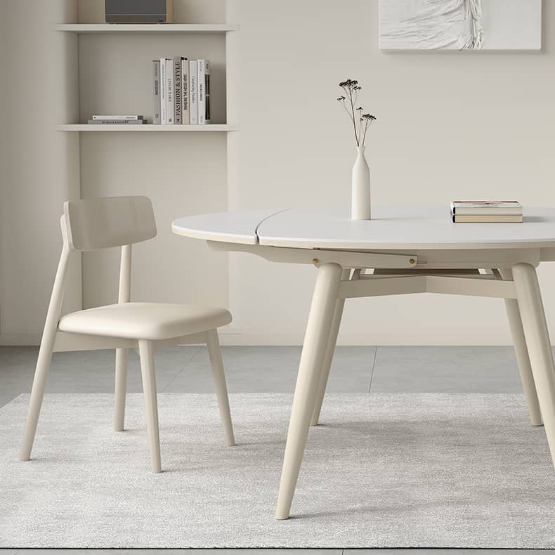 White Sintered Stone Table with Oak Wood Multi-Layer Board for Stylish Home Decor hagst-559