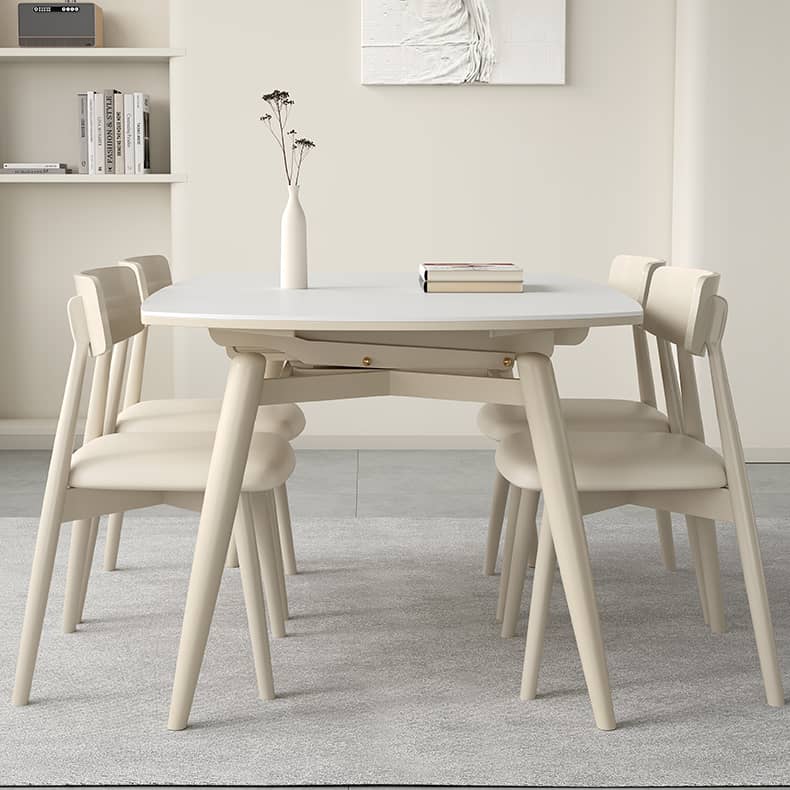 White Sintered Stone Table with Oak Wood Multi-Layer Board for Stylish Home Decor hagst-559