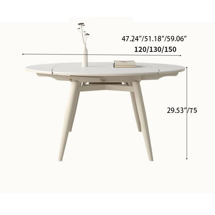 White Sintered Stone Table with Oak Wood Multi-Layer Board for Stylish Home Decor hagst-559
