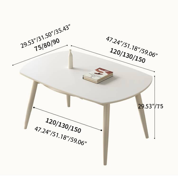 White Sintered Stone Table with Oak Wood Multi-Layer Board for Stylish Home Decor hagst-559