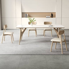 Elegant Table with Sintered Stone and Ash Wood - Modern Multi-Layer Design in White, Black, and Gray hagst-560