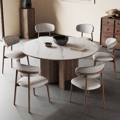 Sleek White Sintered Stone & Ash Wood Multi-Layer Board Table for Modern Spaces hagst-565