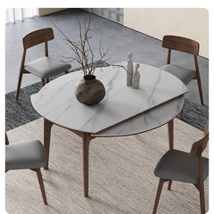 Luxury White Sintered Stone Table with Oak Wood Finish and Multi-Layer Board Design hagst-566