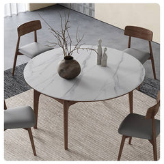 Luxury White Sintered Stone Table with Oak Wood Finish and Multi-Layer Board Design hagst-566