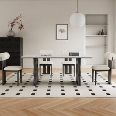 Modern White Sintered Stone and Ash Wood Multi-Layer Board Table hagst-570