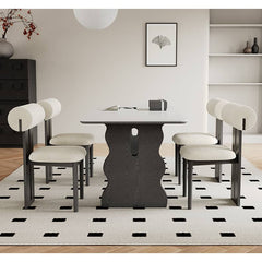 Modern White Sintered Stone and Ash Wood Multi-Layer Board Table hagst-570