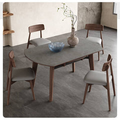 Elegant Gray Sintered Stone Table with Ash Wood Multi-Layer Board Finish hagst-574