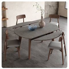 Elegant Gray Sintered Stone Table with Ash Wood Multi-Layer Board Finish hagst-574