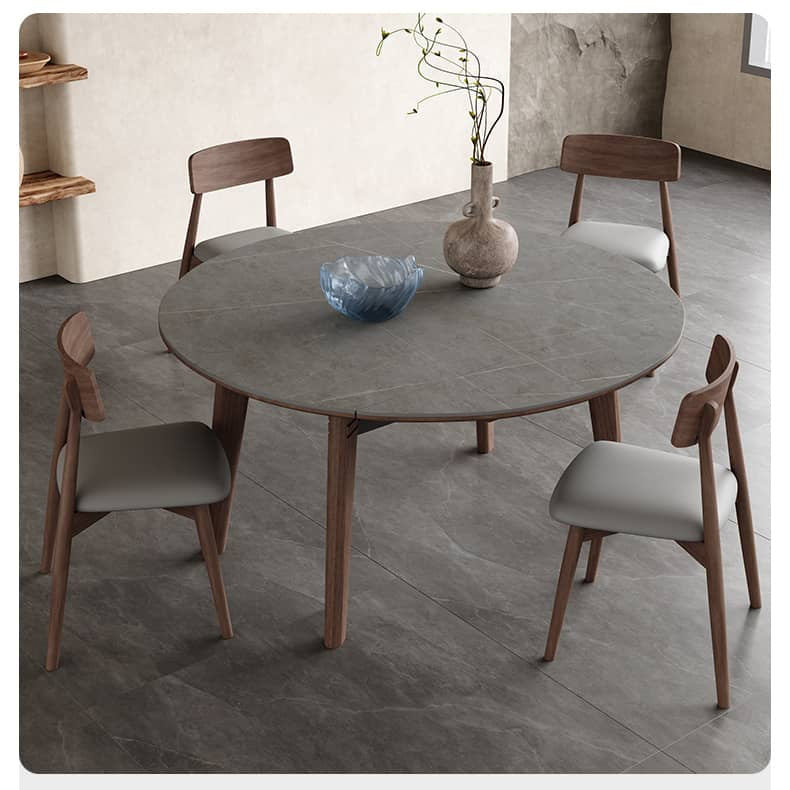 Elegant Gray Sintered Stone Table with Ash Wood Multi-Layer Board Finish hagst-574