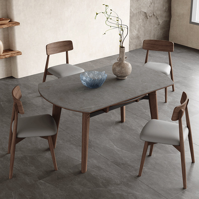Elegant Gray Sintered Stone Table with Ash Wood Multi-Layer Board Finish hagst-574