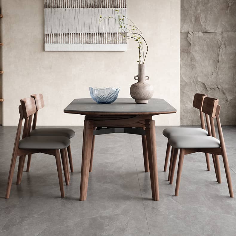Elegant Gray Sintered Stone Table with Ash Wood Multi-Layer Board Finish hagst-574