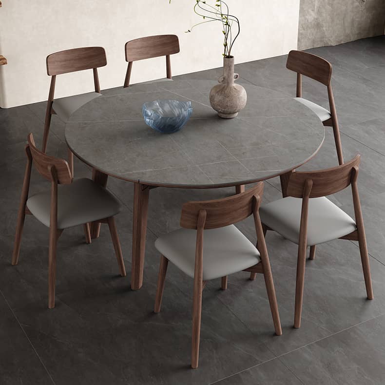 Elegant Gray Sintered Stone Table with Ash Wood Multi-Layer Board Finish hagst-574