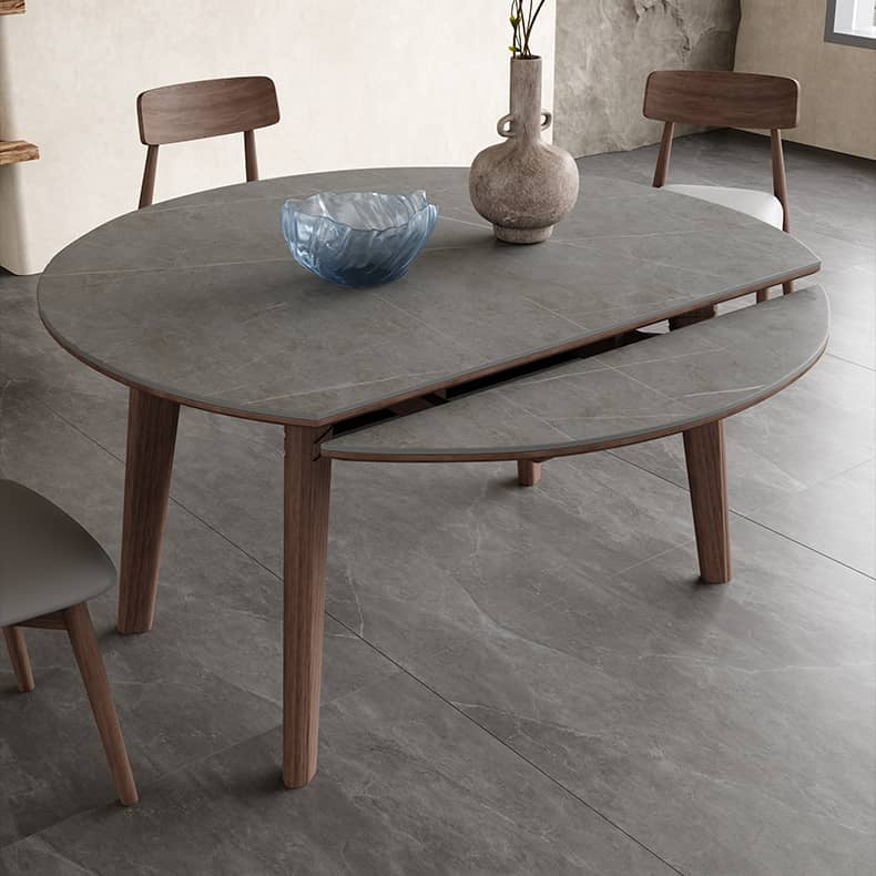 Elegant Gray Sintered Stone Table with Ash Wood Multi-Layer Board Finish hagst-574