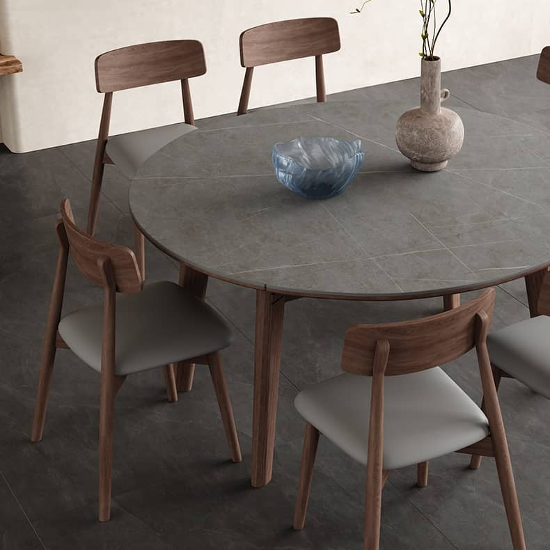 Elegant Gray Sintered Stone Table with Ash Wood Multi-Layer Board Finish hagst-574