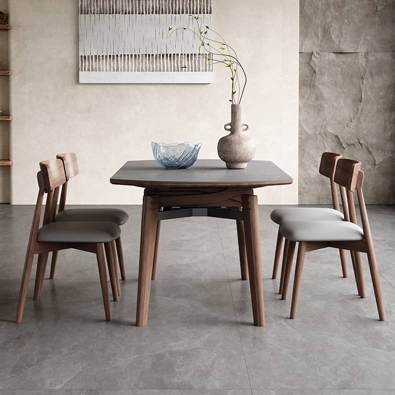 Elegant Gray Sintered Stone Table with Ash Wood Multi-Layer Board Finish hagst-574