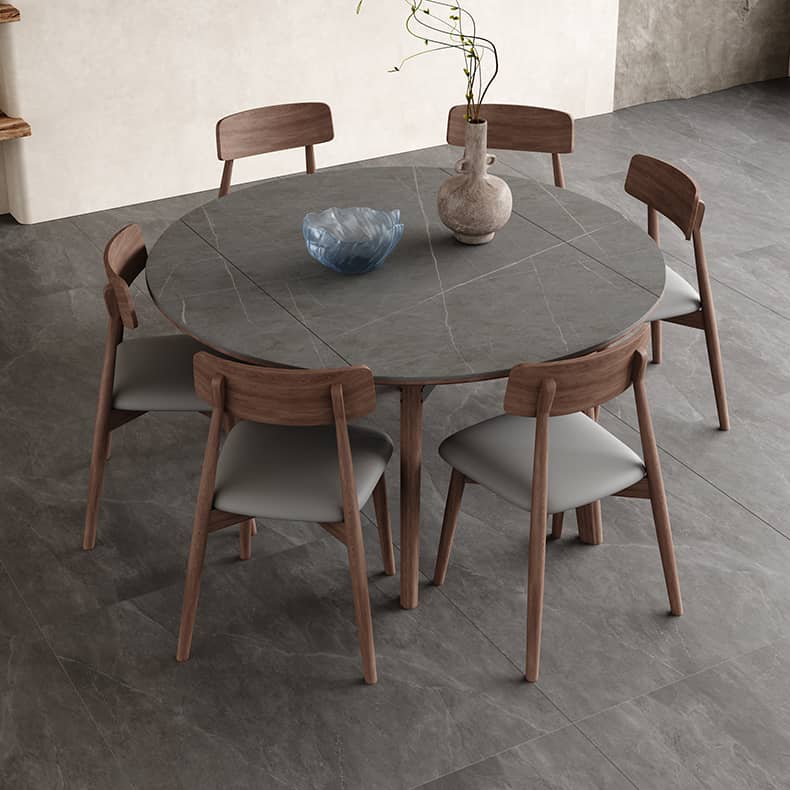 Elegant Gray Sintered Stone Table with Ash Wood Multi-Layer Board Finish hagst-574