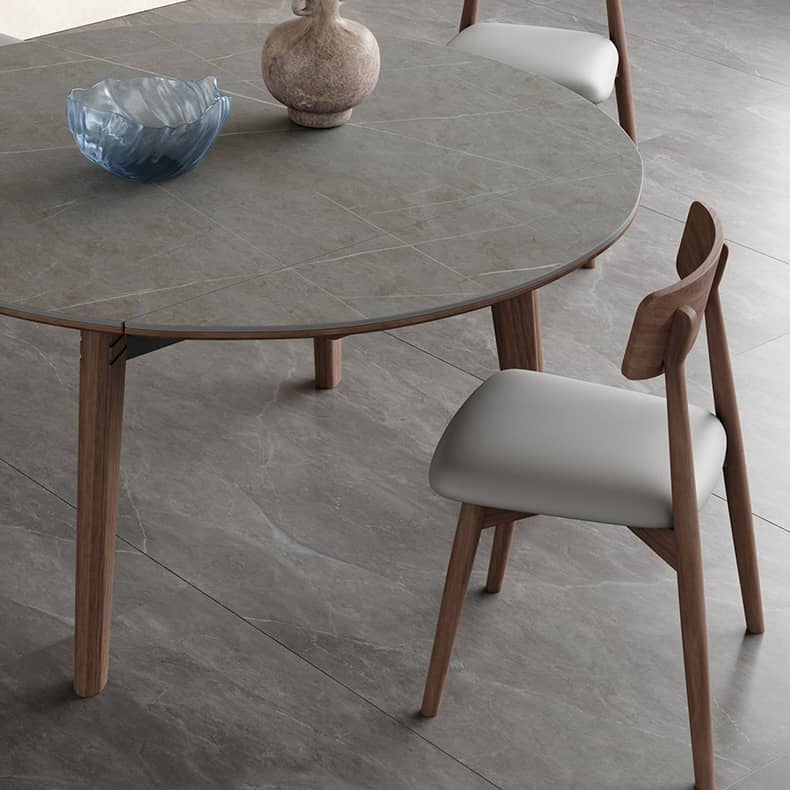 Elegant Gray Sintered Stone Table with Ash Wood Multi-Layer Board Finish hagst-574