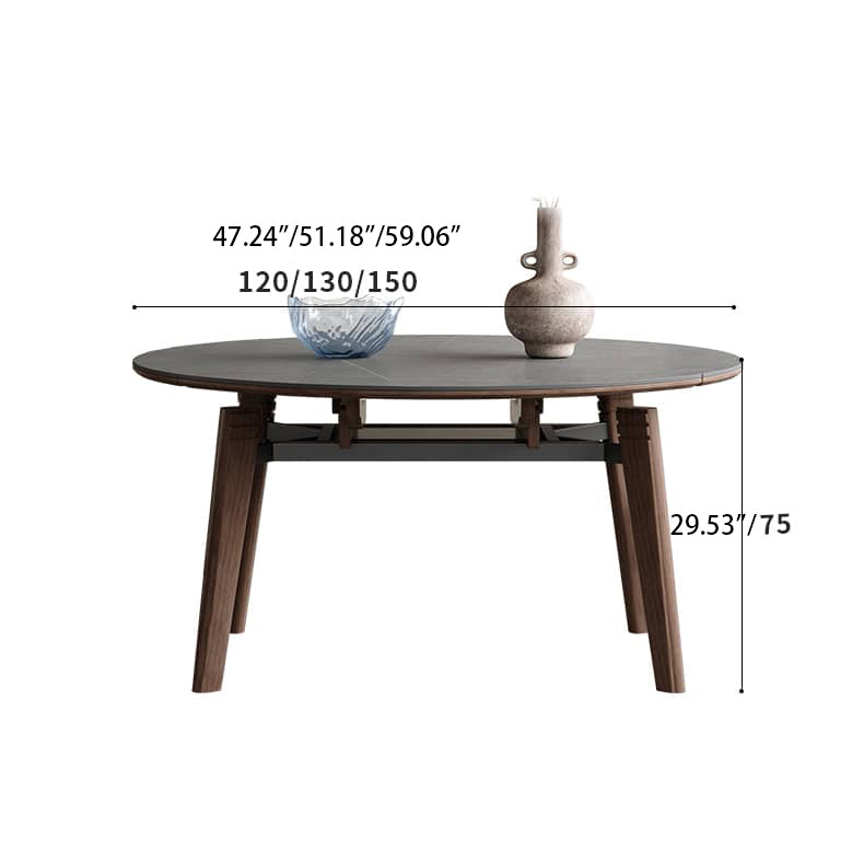 Elegant Gray Sintered Stone Table with Ash Wood Multi-Layer Board Finish hagst-574