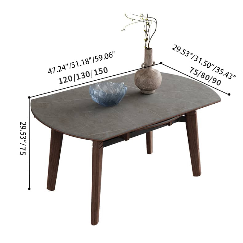 Elegant Gray Sintered Stone Table with Ash Wood Multi-Layer Board Finish hagst-574