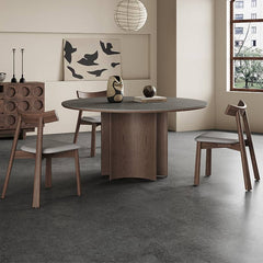 Modern Gray Sintered Stone Table with Ash Wood Multi-Layer Design hagst-575