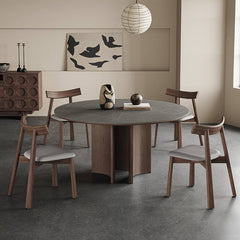 Modern Gray Sintered Stone Table with Ash Wood Multi-Layer Design hagst-575