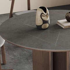 Modern Gray Sintered Stone Table with Ash Wood Multi-Layer Design hagst-575