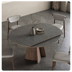 Modern Table with Elegant Gray Sintered Stone and Ash Wood Multi-Layer Board hagst-580