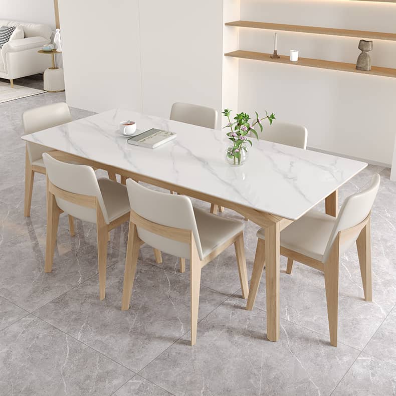 Elegant Off White Chair with Natural Ash Wood and Faux Leather Upholstery hagst-816