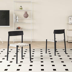 Elegant White & Black Linen Chair with Solid Wood Frame for Timeless Style hagst-818
