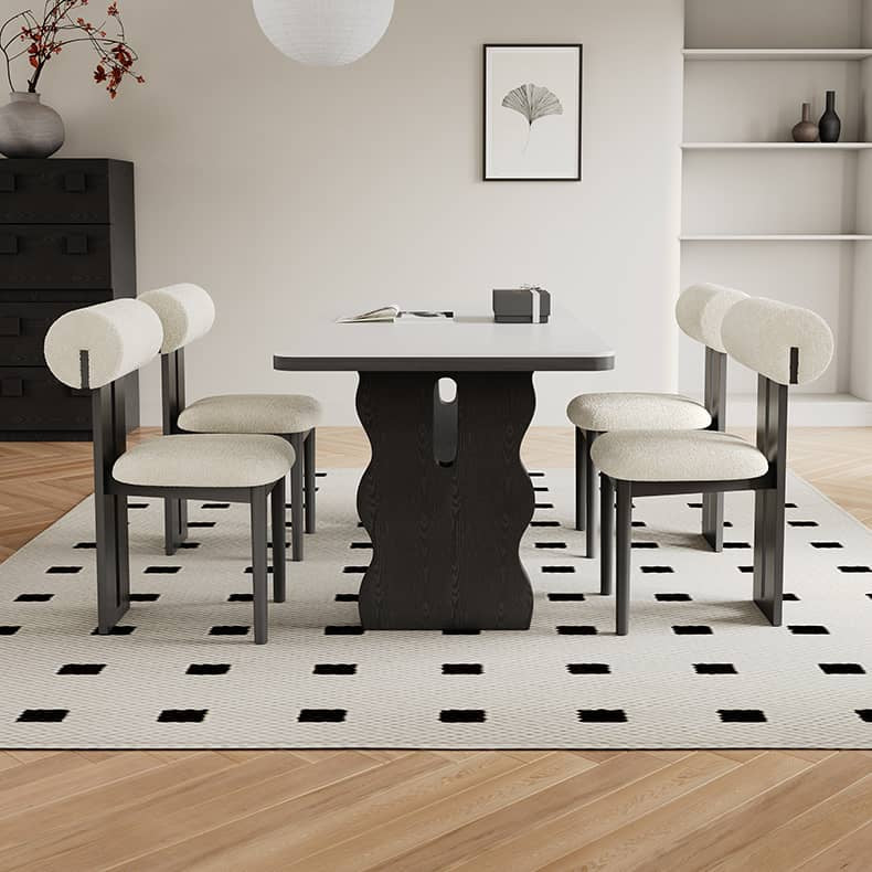 Modern Black & White Ash Wood Chair with Foam & Polyester Upholstery hagst-819