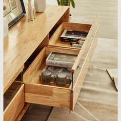 Stylish Oak Wood TV Cabinet in Natural Wood Finish for Modern Living Room Decor hbzwg-641
