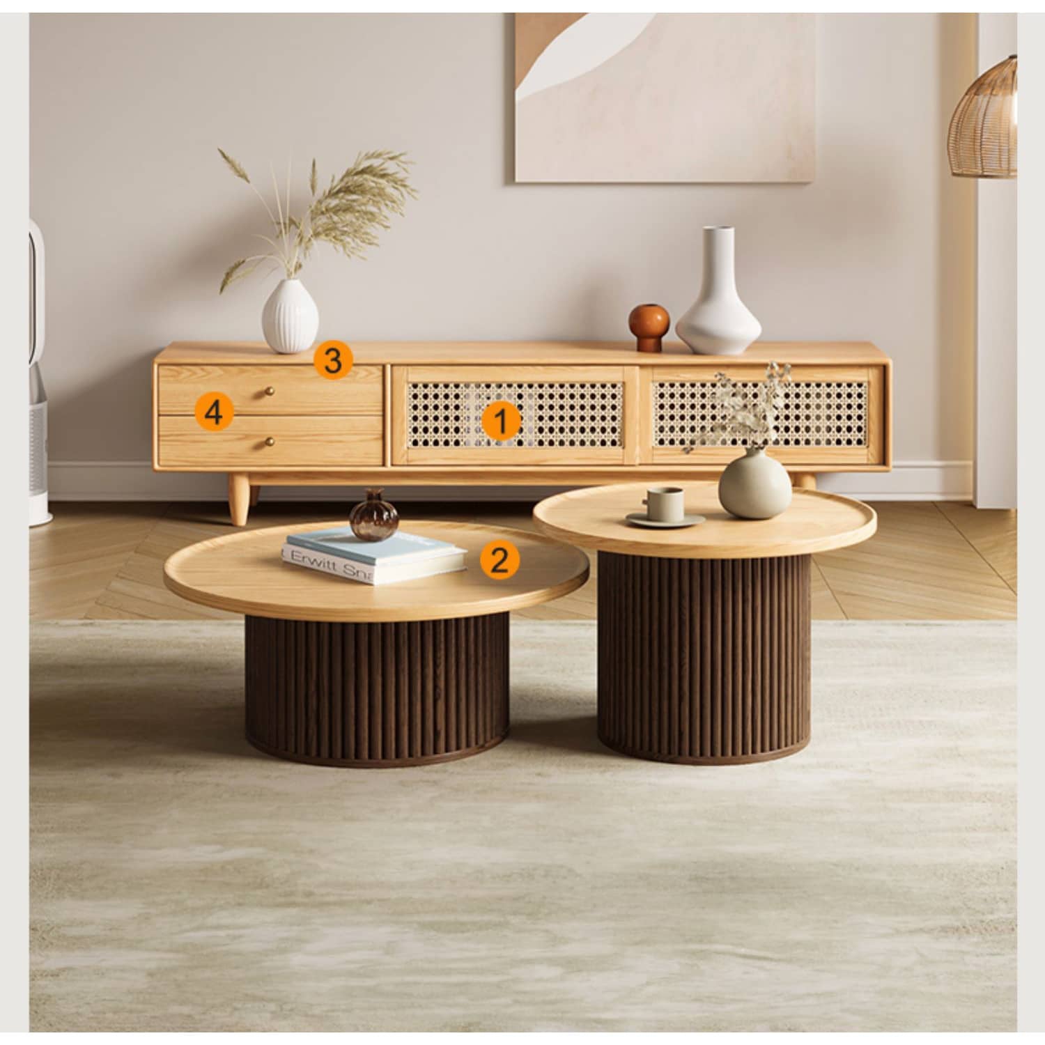 Elegant Brown Oak Tea Table - Natural Wood Finish for Classic Décor hbzwg-642