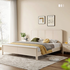 Elegant Beige Rubber Wood Bed - Durable Solid Wood Frame hglna-1447