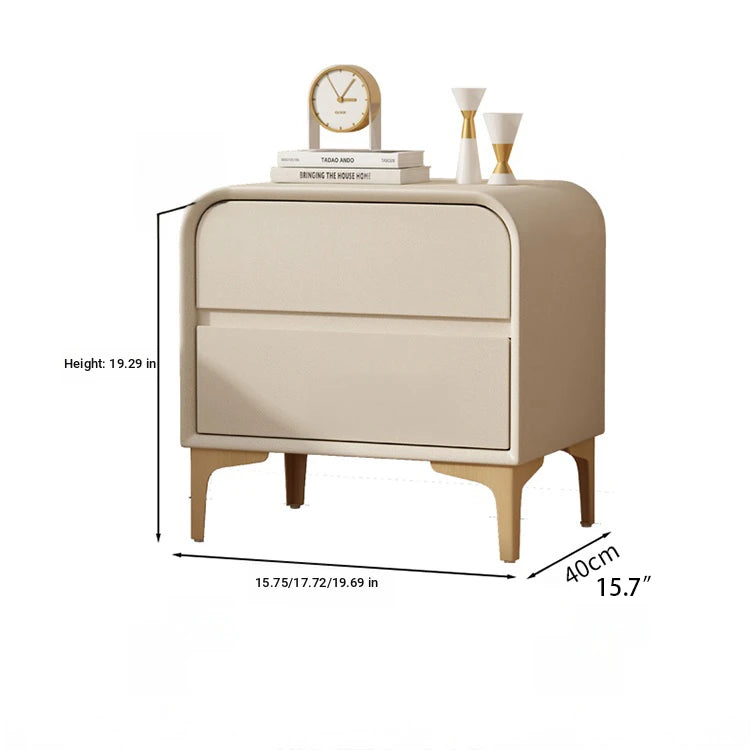 Stylish Solid Wood Nightstand with Faux Leather Finish – Modern Bedroom Storage Solution hjd-3144