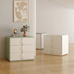Stylish Solid Wood Nightstand with Faux Leather Finish – Modern 3-Drawer Bedroom Storage Solution hjd-3147