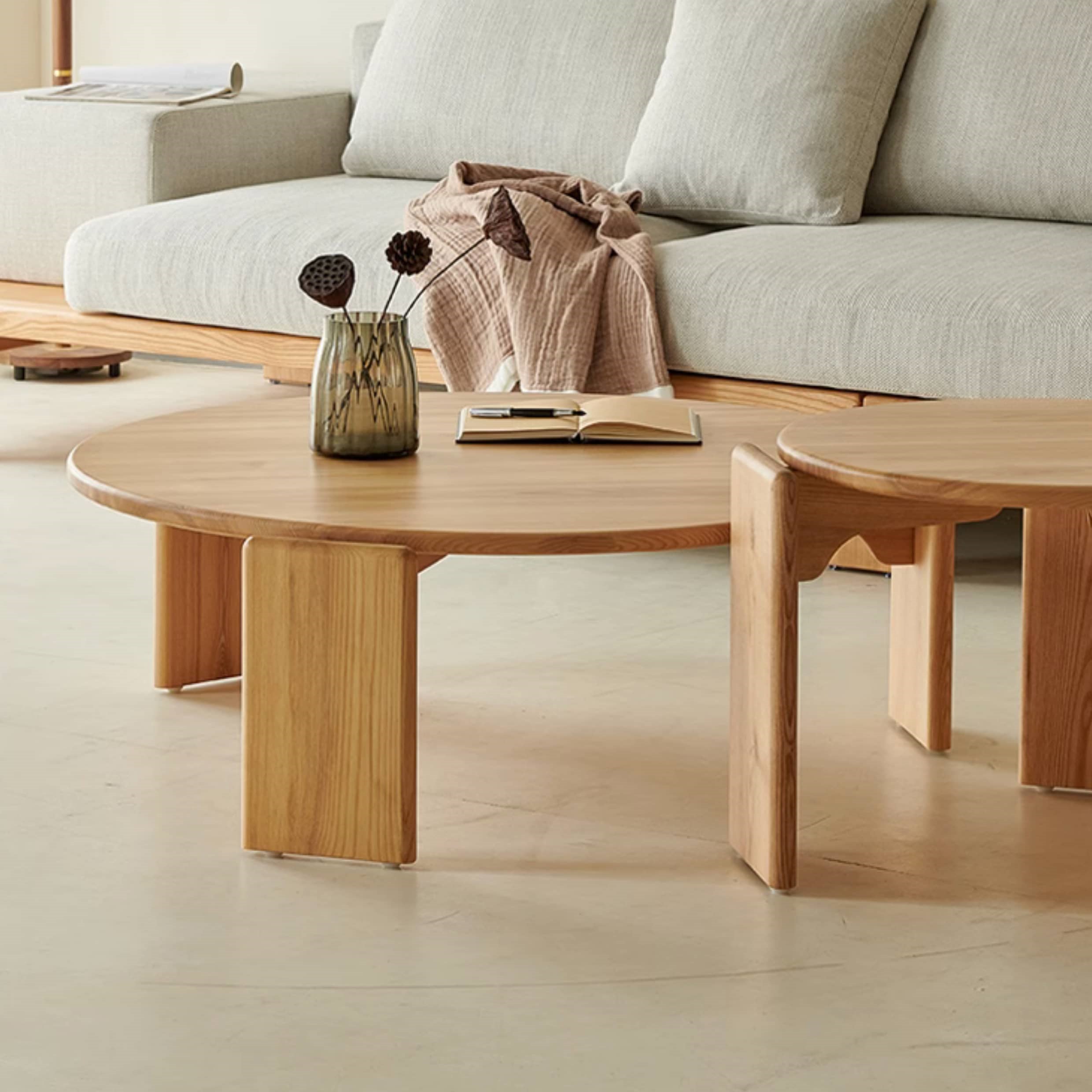 Elegant Natural Ash Wood Tea Table - Perfect for Modern Living Spaces hjhms-1043