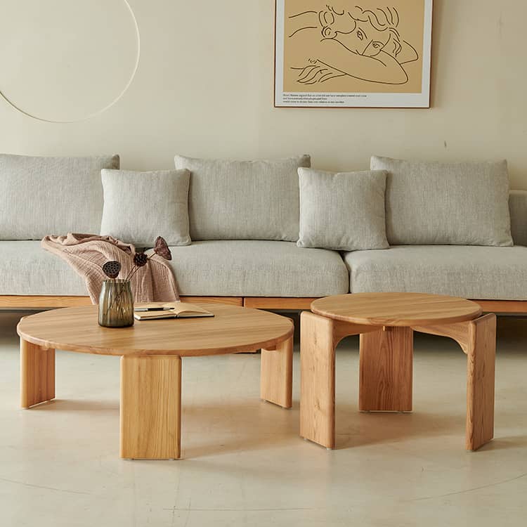 Elegant Natural Ash Wood Tea Table - Perfect for Modern Living Spaces hjhms-1043