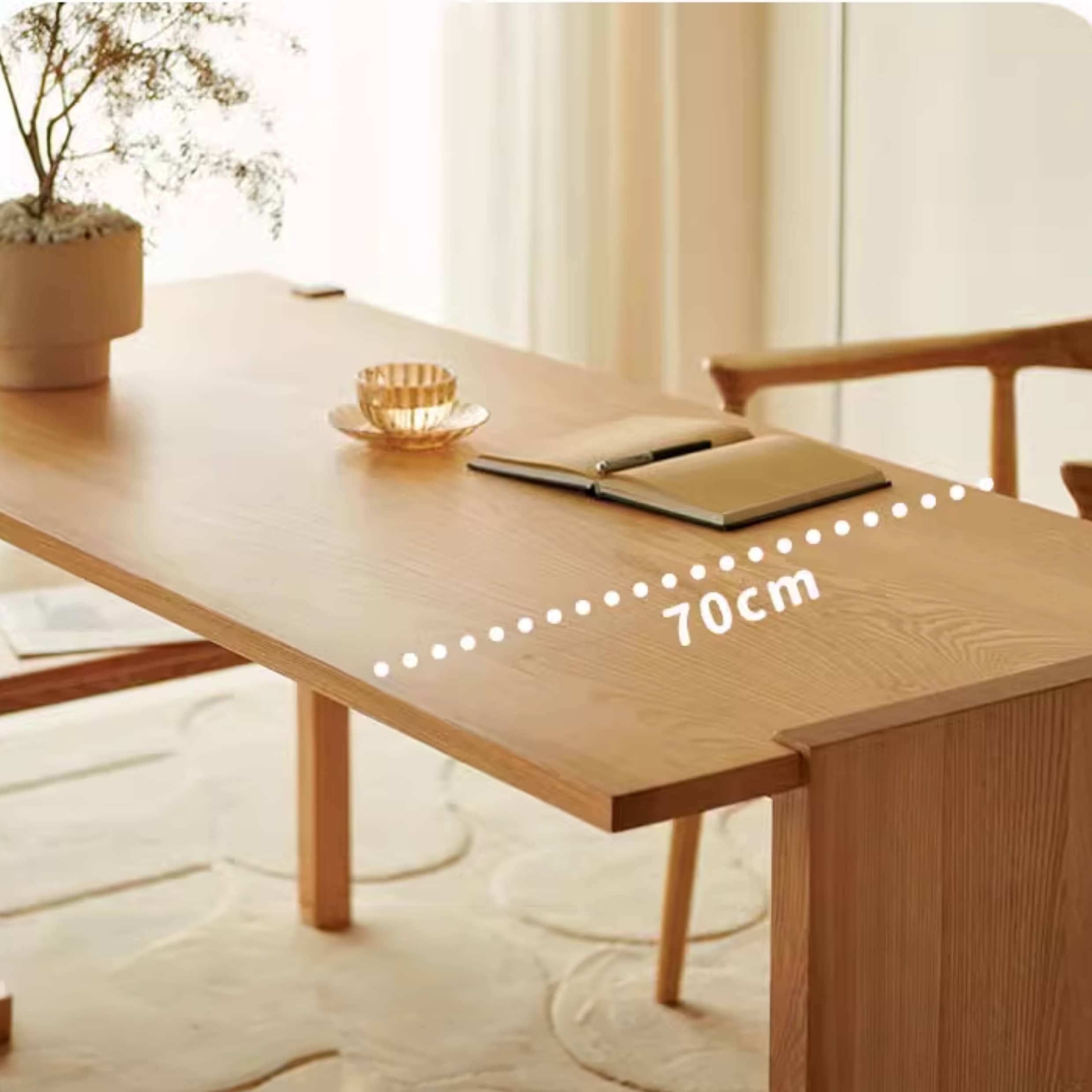 Elegant Natural Ash Wood Table - Perfect for Modern Interiors hjhms-1051