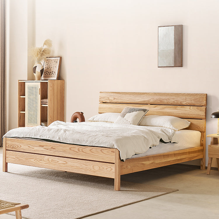 Premium Brown Ash Wood Bed Frame – Modern Natural Wood Design for Stylish Bedrooms hjhms-1563