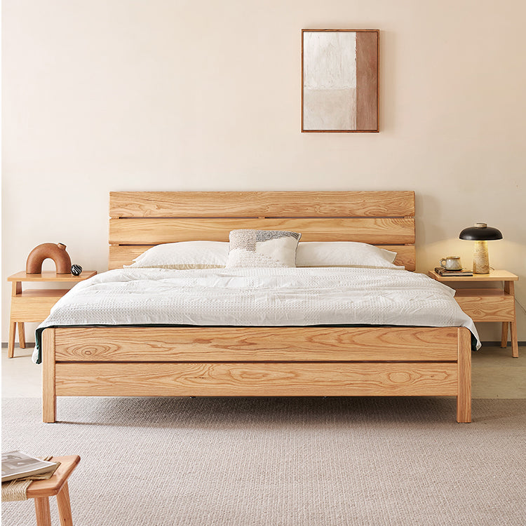 Premium Brown Ash Wood Bed Frame – Modern Natural Wood Design for Stylish Bedrooms hjhms-1563