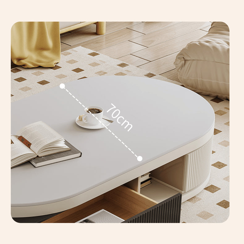 White and Black Sintered Stone Pine Wood Tea Table - Elegant and Modern Design hjl-1199