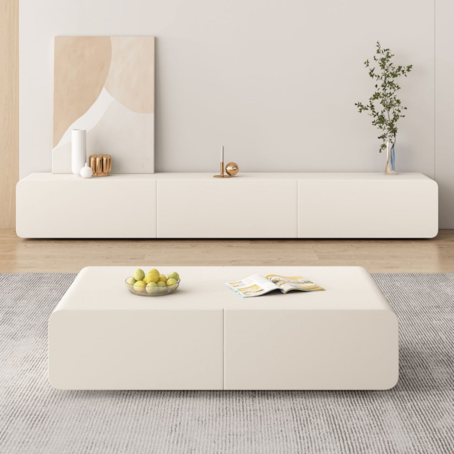 Chic Beige Pine Wood Tea Table - Modern Elegance for Your Home hjl-1207