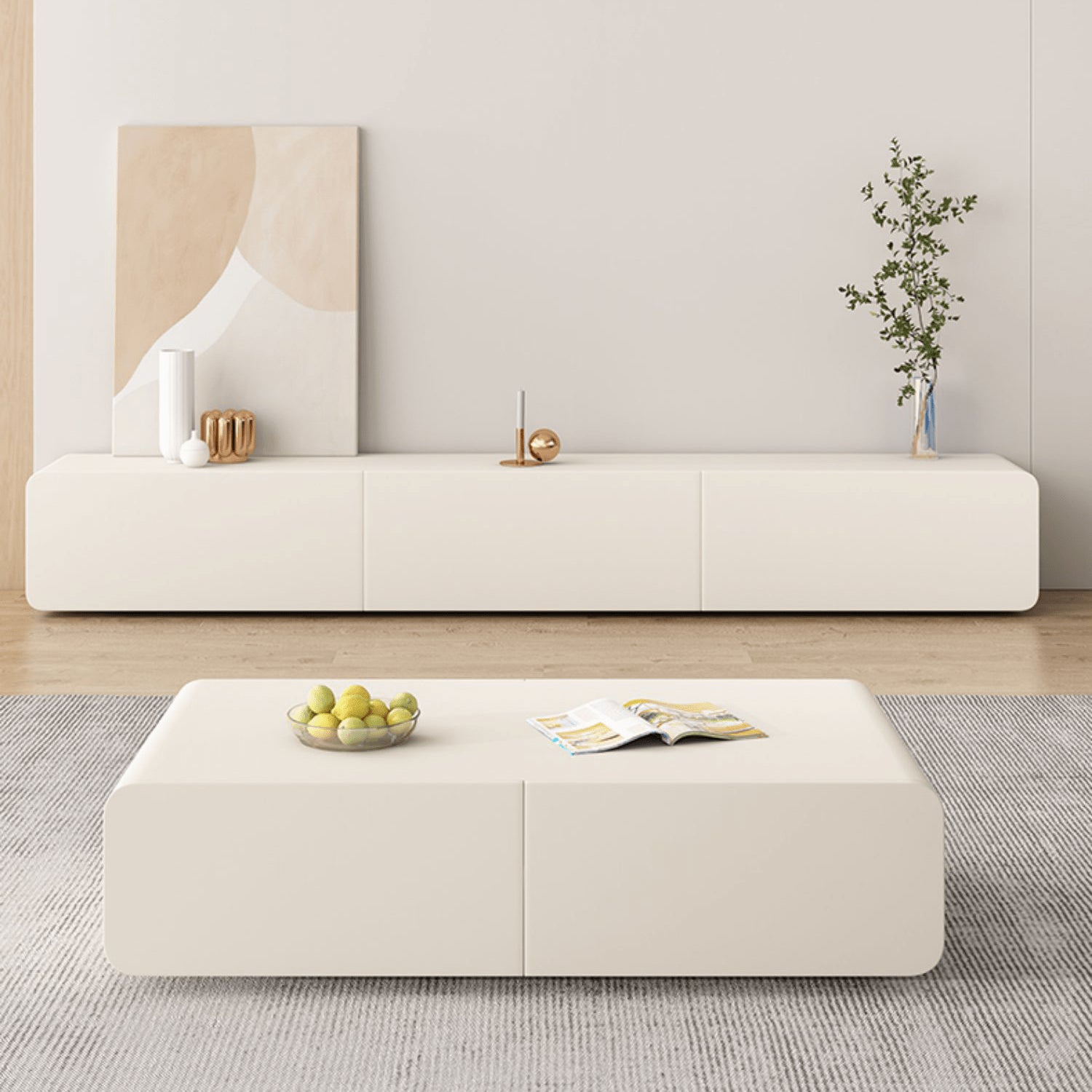 Chic Beige Pine Wood Tea Table - Modern Elegance for Your Home hjl-1207