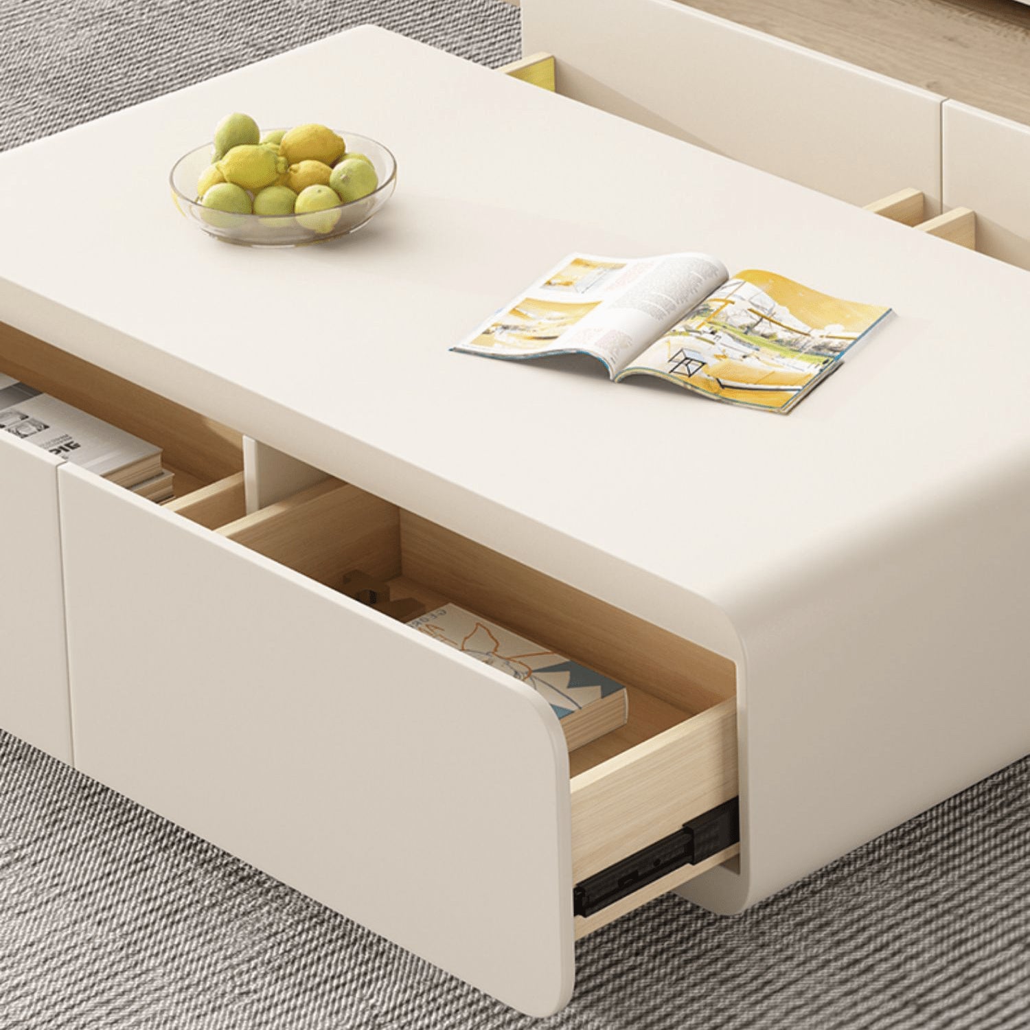 Chic Beige Pine Wood Tea Table - Modern Elegance for Your Home hjl-1207