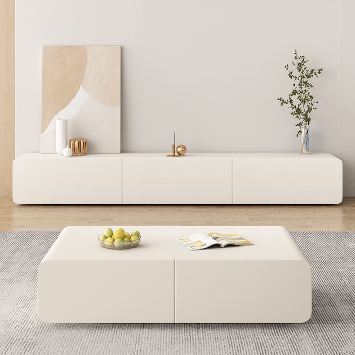 Chic Beige Pine Wood Tea Table - Modern Elegance for Your Home hjl-1207